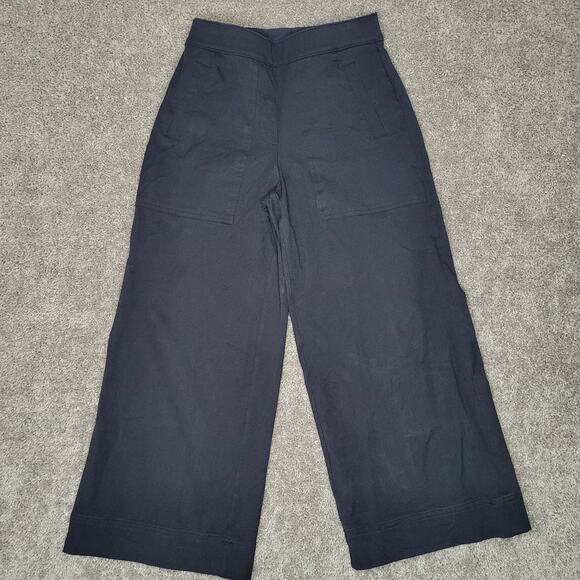 Spanx The Perfect Pant Wide Leg Cropped Pull On Black With Pockets Size Small - Picture 1 of 8